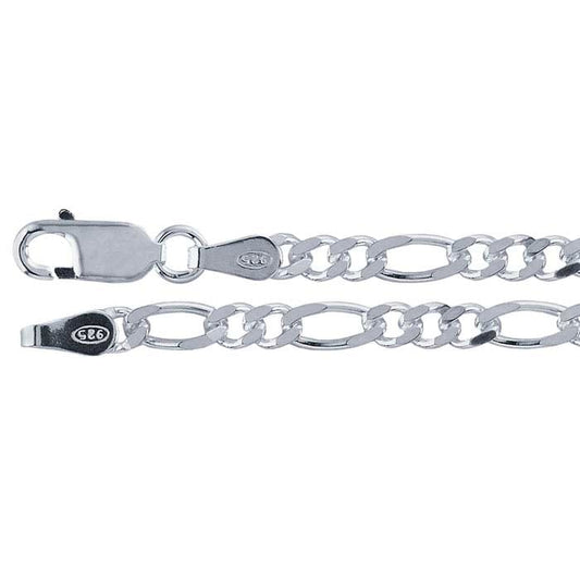Sterling Silver 3 mm diamantkapad Figarokedja