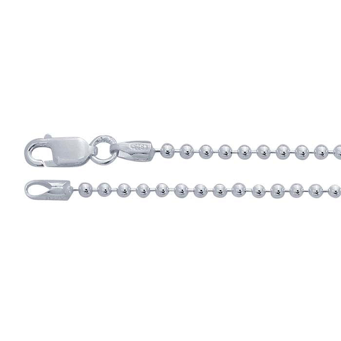 Catena a perline da 2mm in argento sterling