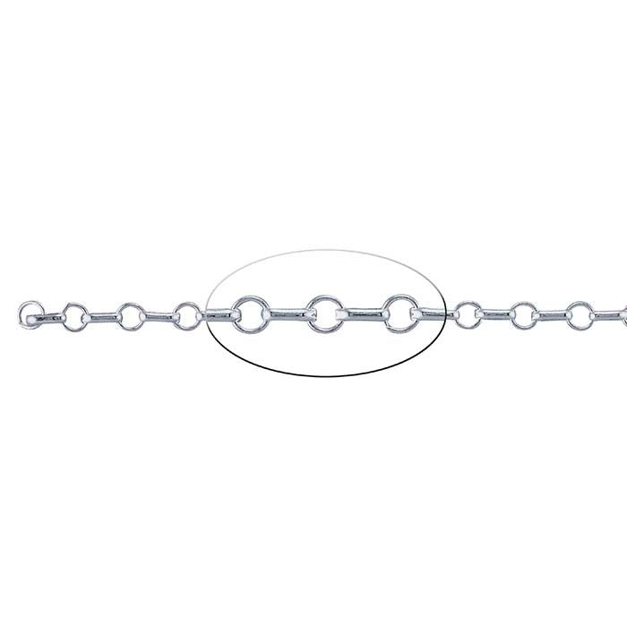 Sterling Silver 5.3mm Long & Short Chain, By the Foot