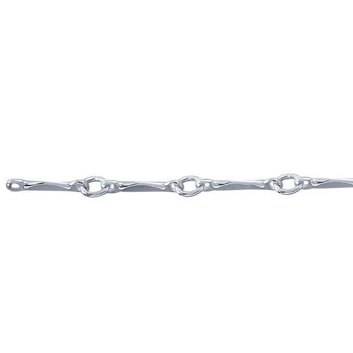 Sterling Silver 1.7mm Dapped Bar & Link Chain, By the Foot