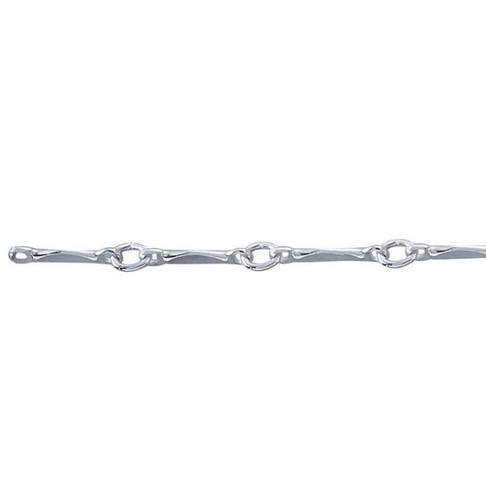 Sterling Silver 1,7 mm Dapped Bar- och Länk-kedja, Per Fot
