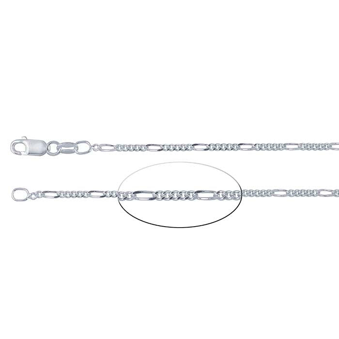 Sterling Silver 1,8 mm Diamantskuren Figarokedja