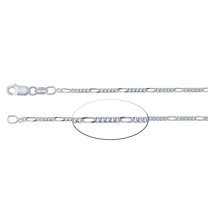 Figaro-Kette aus Sterlingsilber mit Diamantschliff, 1,8 mm