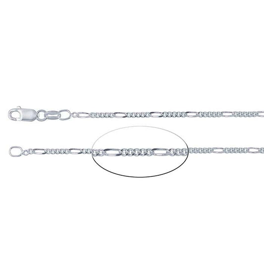 Sterling Silver 1.8mm Diamond-Cut Figaro Chain