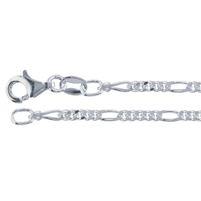 Corrente Figaro em Prata de Lei 2,2mm com Corte Diamante