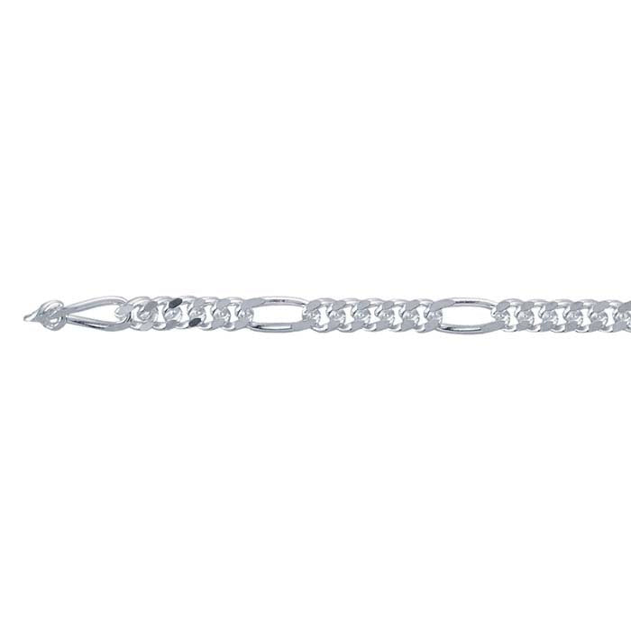 Sterling sølv 2,2 mm diamant-skåret Figaro kæde, pr. fod