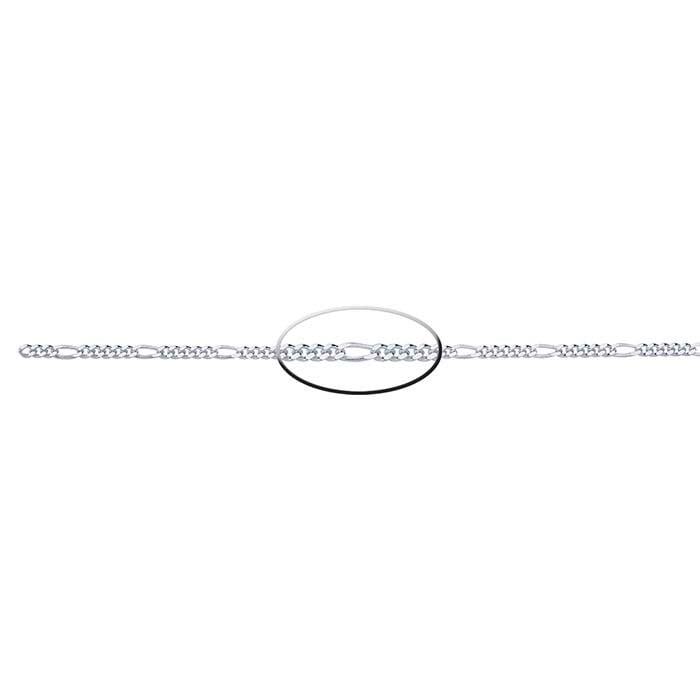 Sterling sølv 2,2 mm diamant-skåret Figaro kæde, pr. fod