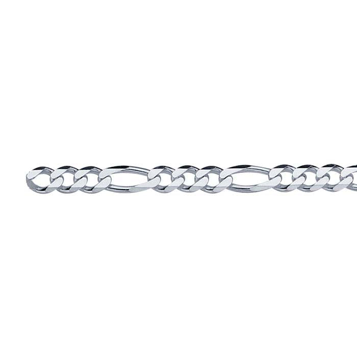Sterling Silver 4.5mm Diamond-Cut Figaro Chain, By the Foot