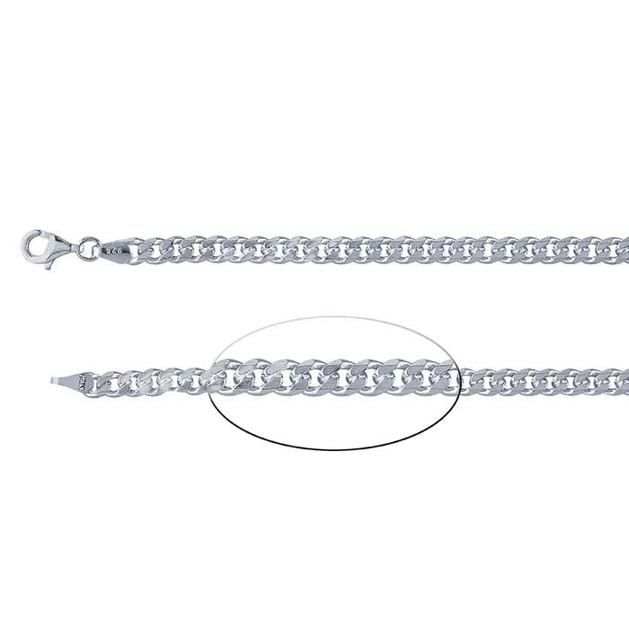 Sterling Silver 4mm Beveled Miami Cuban Chain