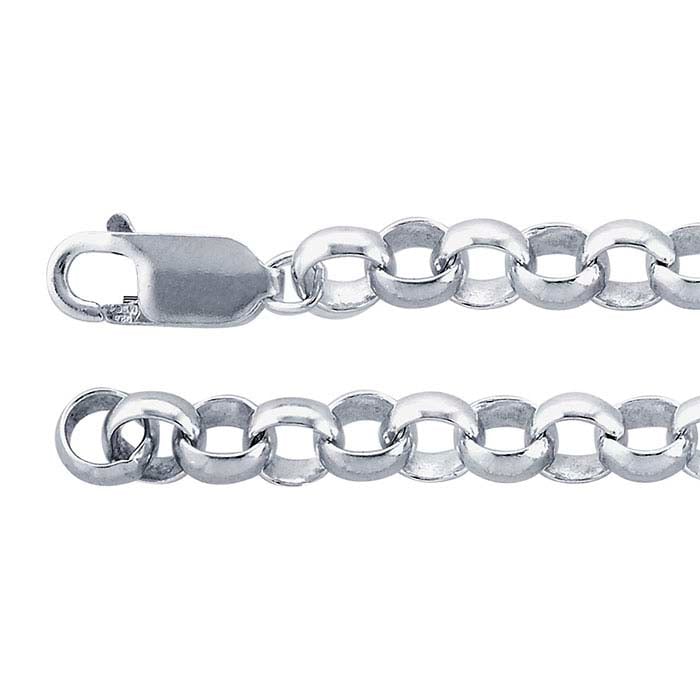Sterling Silver 6.3mm Round Rolo Chain Bracelet