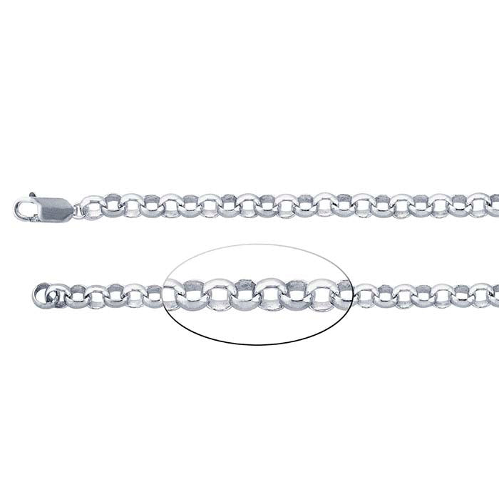 Sterling Silver 6.3mm Round Rolo Chain Bracelet