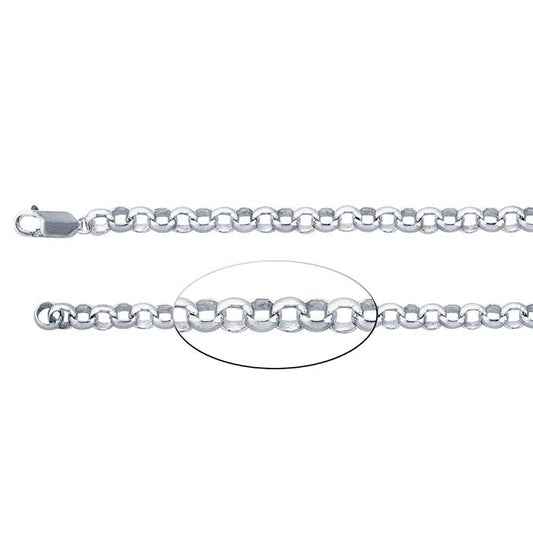 Sterling Silver 6.3mm Round Rolo Chain Bracelet
