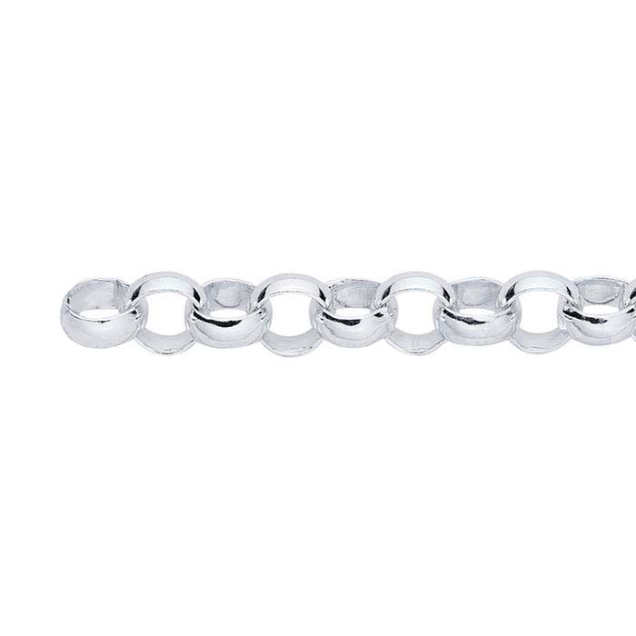 Sterling Silver 6.3mm Round Rolo Chain, By the Foot