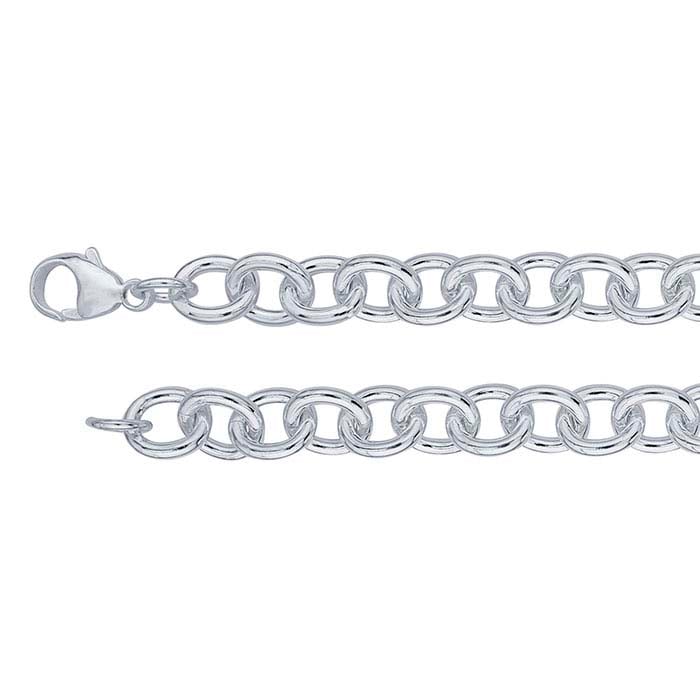 Sterling Silver 10mm Round Cable Chain Bracelet