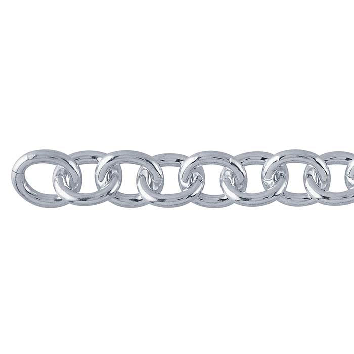 Sterling Silver 10mm Round Cable Chain, By the Foot