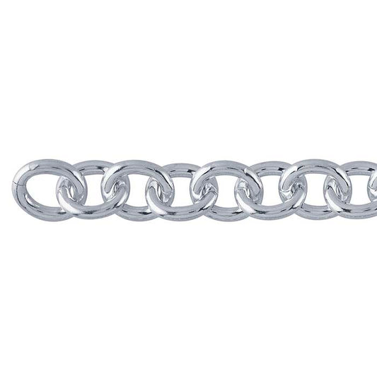 Sterling Silver 10 mm Rund Kabelkedja, Per Fot