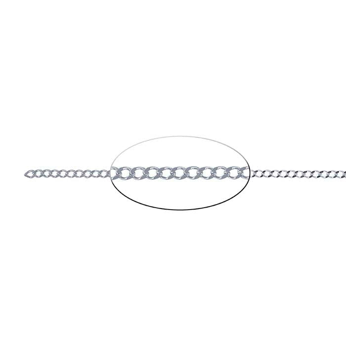 Sidabro 925 grandinėlė, 1,8 mm, deimantiniu pjūviu, Curb tipo, už pėdą