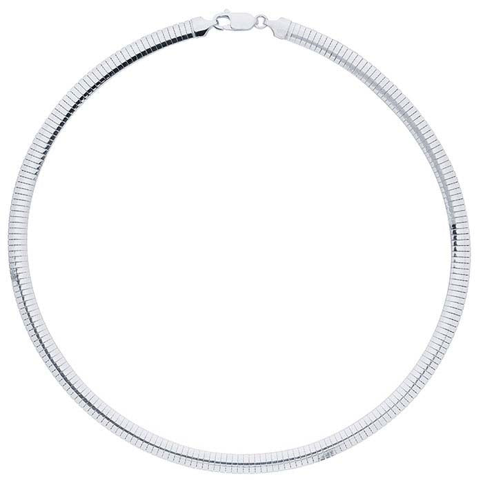 Sterling Silver 6mm Flat Omega Round Neck Chain