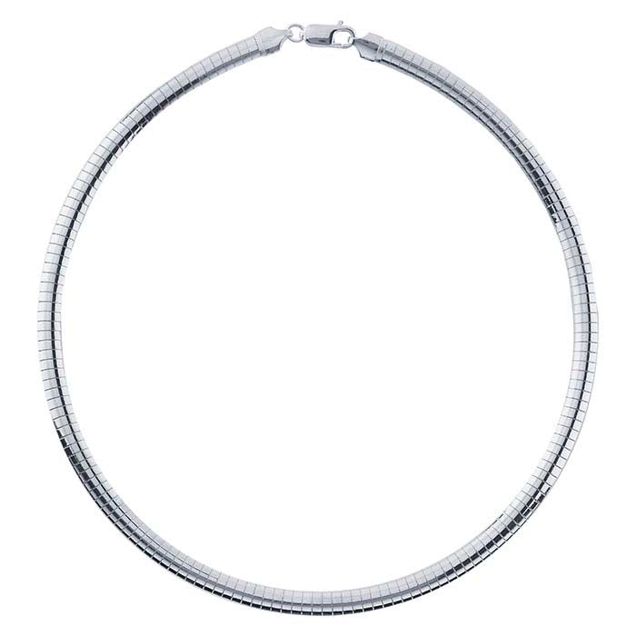 Sterling Silver 6mm Flat Omega Round Neck Chain