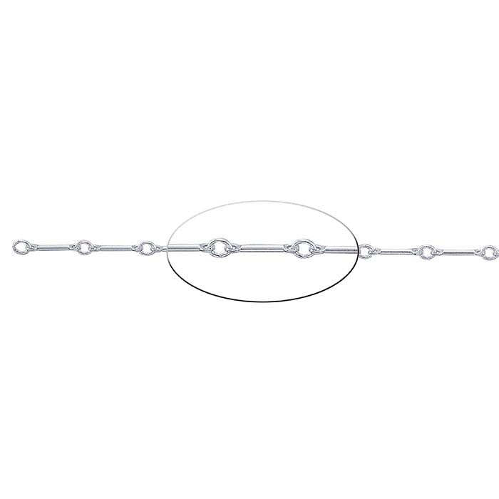 Sterling Silver 0.9mm Straight Bar & Link Chain, 3.05 m. Spool