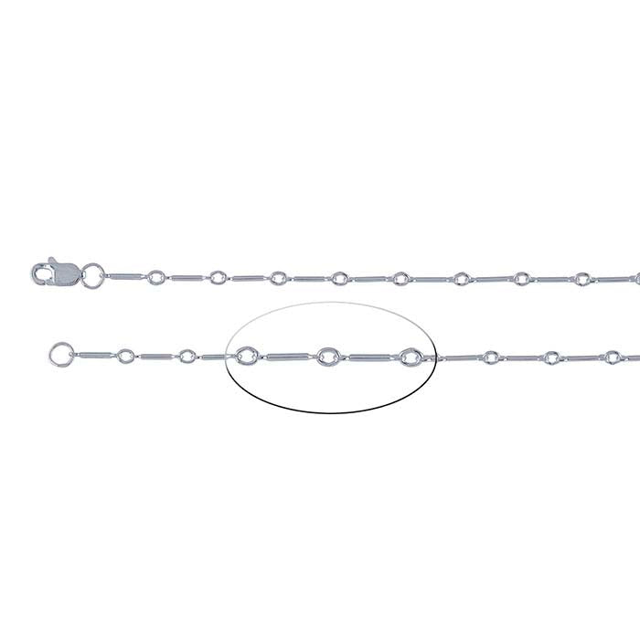 Sterling Silver 0.9mm Straight Bar & Link Chain