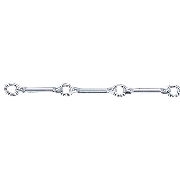 Sterling Silver 0.9mm Straight Bar & Link Chain, By the Foot