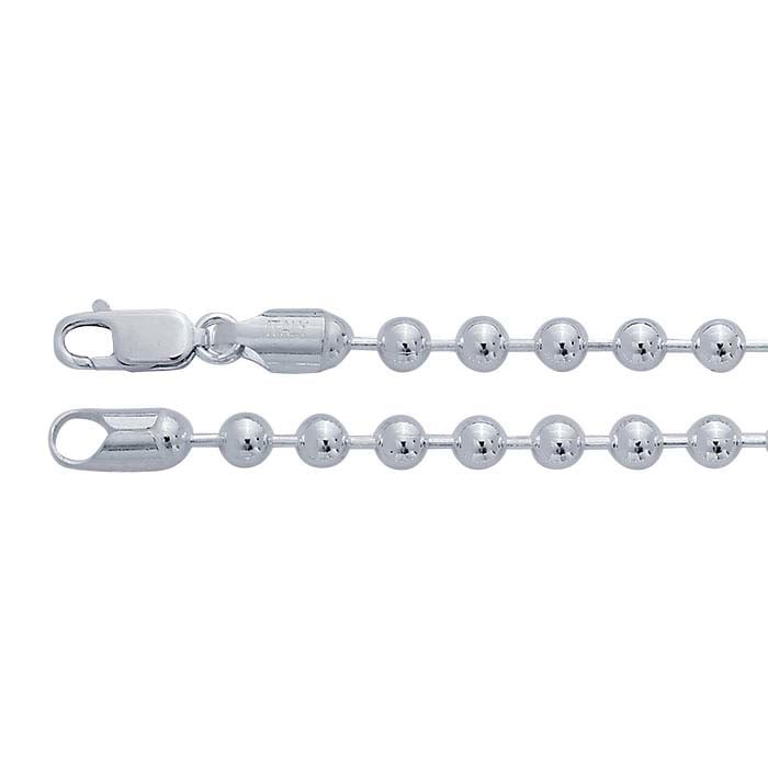 Sterling Silver 4mm Bead Chain Bracelet