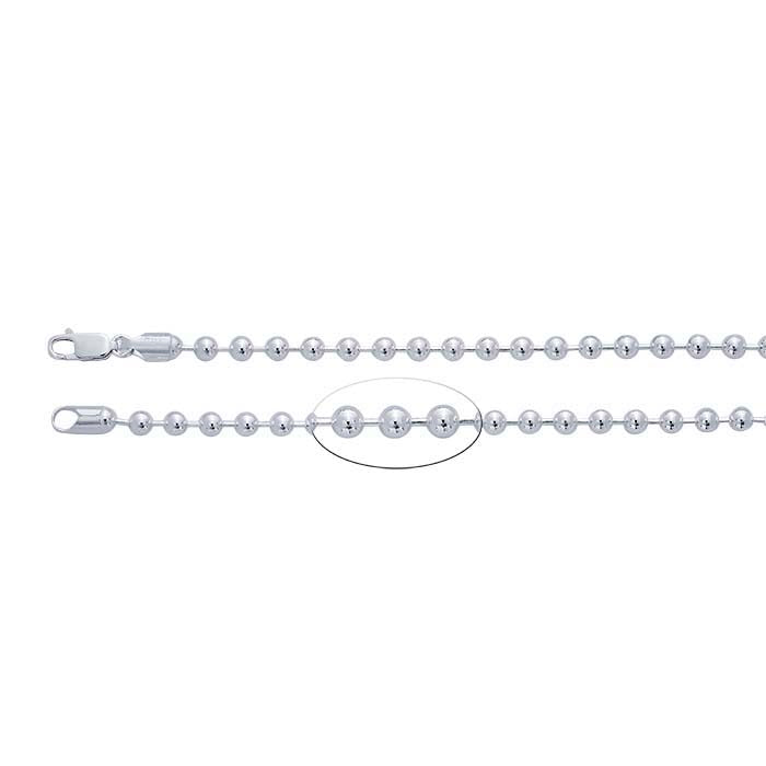 Sterling Silver 4mm Bead Chain Bracelet