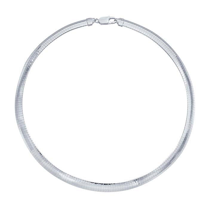 Sterling Silver 8mm Flat Omega Round Neck Chain