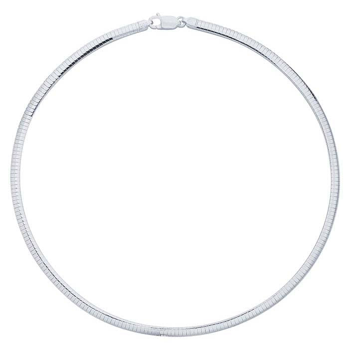 Sterling Silver 4mm Flat Omega Round Neck Chain