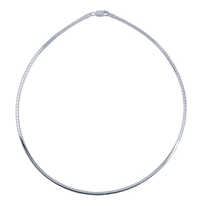 Sterling Silver 3mm Flat Omega Round Neck Chain