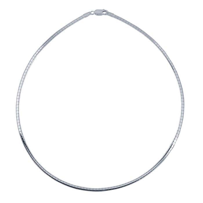 Sterling Silver 3mm Flat Omega Round Neck Chain