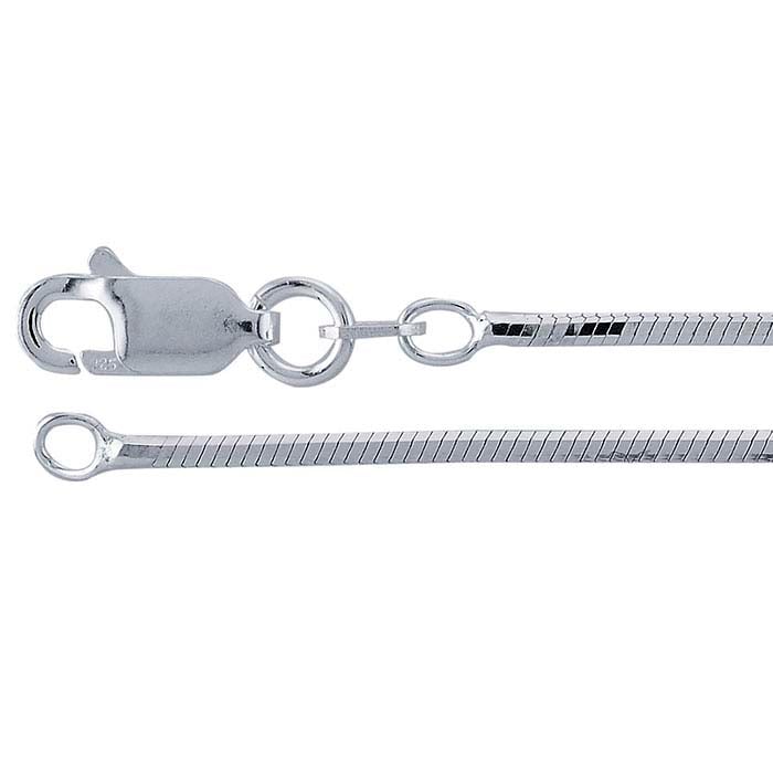 Sterling Silver Rhodium-Plated Eight-Sided Seamed Snake Chain