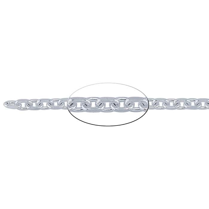 Sterling Silver 5.9mm Diamond-Cut Oval Cable Chain, By the Foot