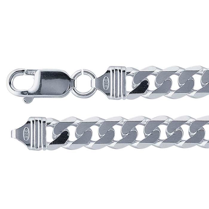 Sterling Silver 7.3mm Beveled Curb Chain Bracelet