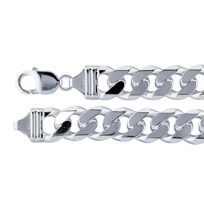 Bracciale a catena curb smussata in argento sterling 13,3 mm