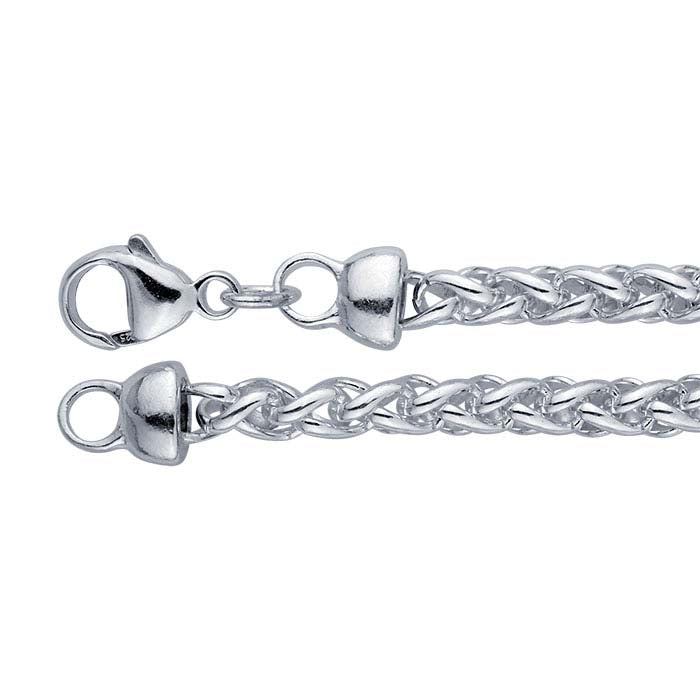 Sterling Silver 4mm Round Wheat Chain