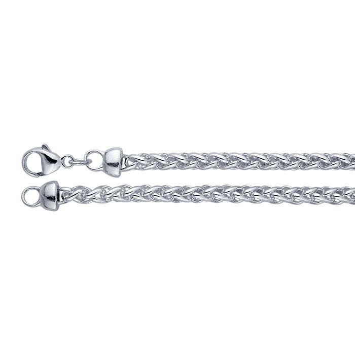 Sterling Silver 4mm Round Wheat Chain