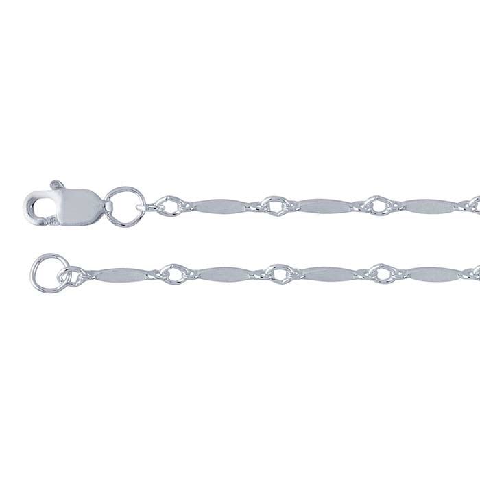 Sterling Silver 1.7mm Dapped Bar & Link Chain