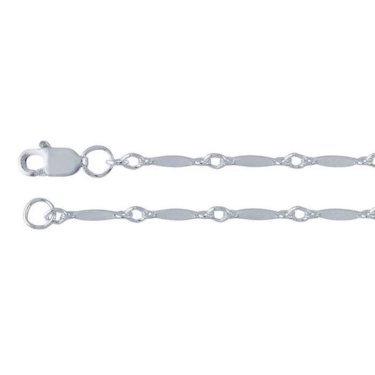 Sterling Silver 1,7 mm Dubbad Stav- och Länk Kedja