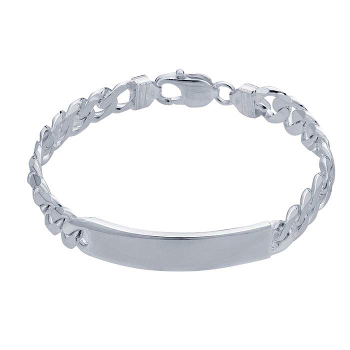 Sterling Silver Curb Chain ID Bracelet