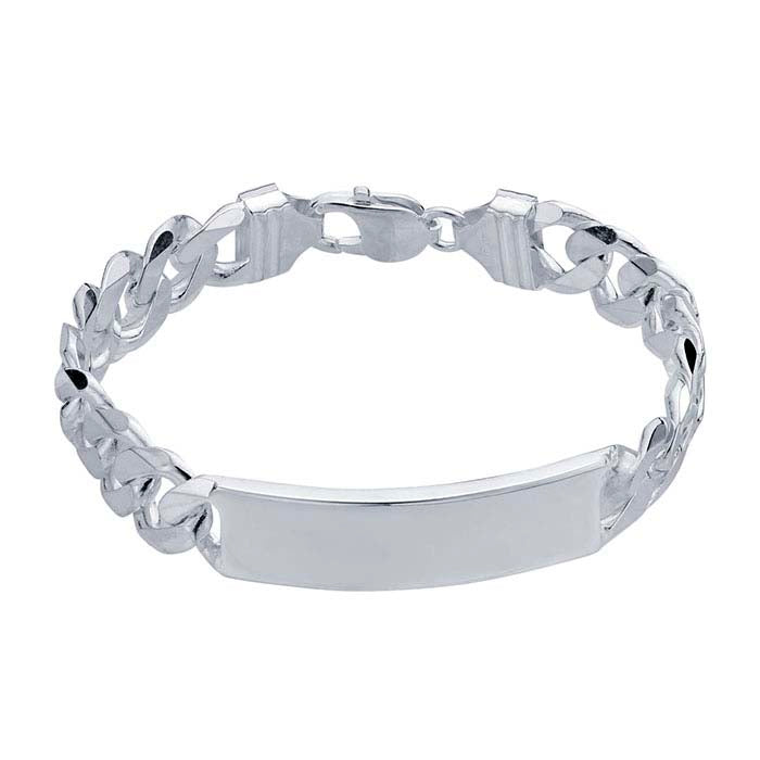 Sterling Silver 11mm Curb Chain ID Bracelet