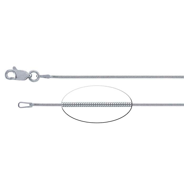 Sterling Silver Oxidized 1.1mm Seamed Snake Chain