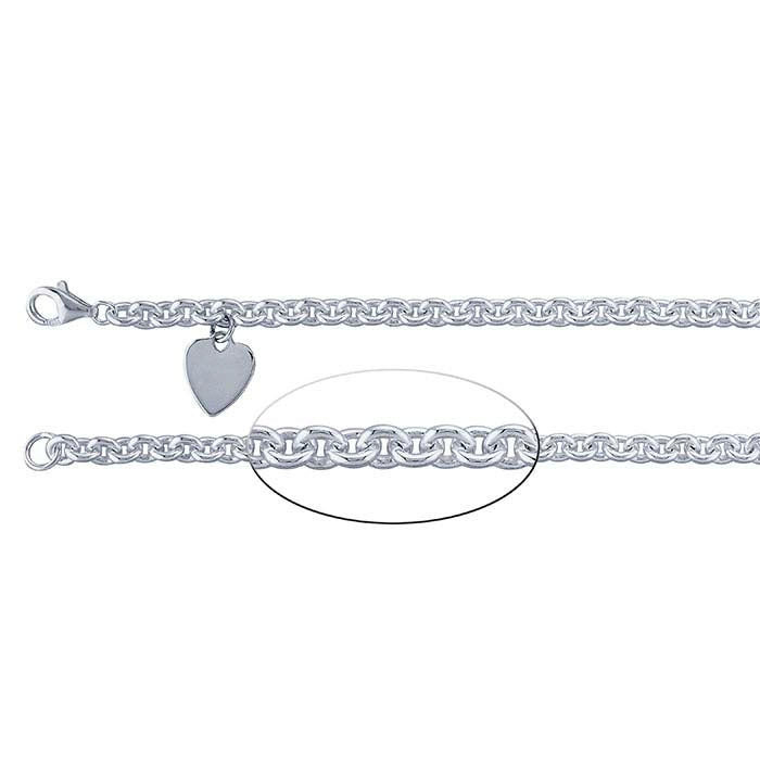 Sterlingsilber 5,2 mm Ankerkette Armband mit Herzplakette