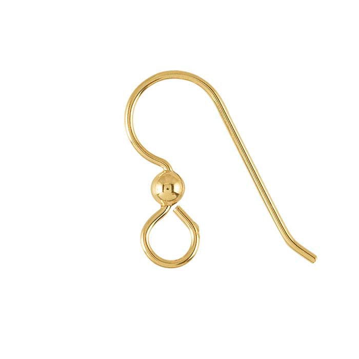 14/20 Yellow Gold-Filled Ear Wire with Large Loop and 3mm Bead