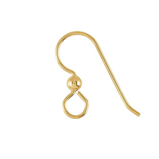 14/20 Yellow Gold-Filled Ear Wire with Large Loop and 3mm Bead