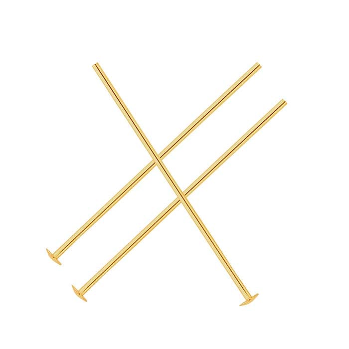 14/20 Yellow Gold-Filled 25.4mm 2mm Domed Head Pin, 0.72mm, Hard