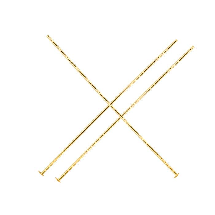 14/20 Yellow Gold-Filled 50.8mm 2mm Domed Head Pin, 0.72mm, Hard