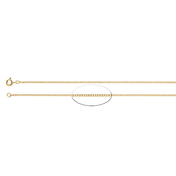 14/20 Guldpläterad 1,3 mm Platt Curb-kedja