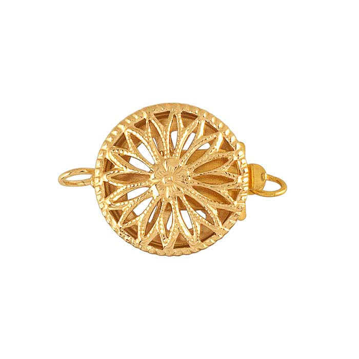 Chiusura di Sicurezza Rotonda Filigranata in Oro Giallo 14/20 Carati Riempito, 15,7 x 12,5 mm